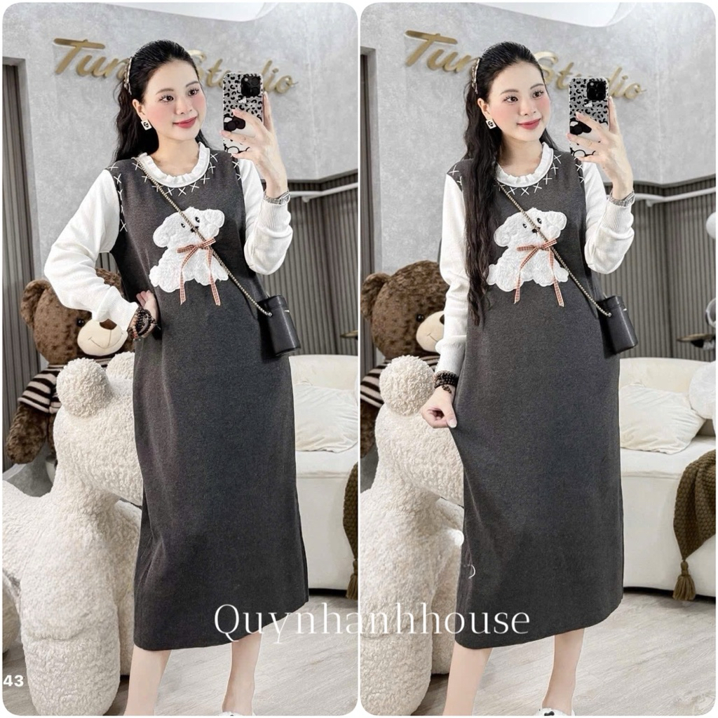 (NH CLOTHING) Váy suông Quynhanhhouse Váy len chó M7238 freesz