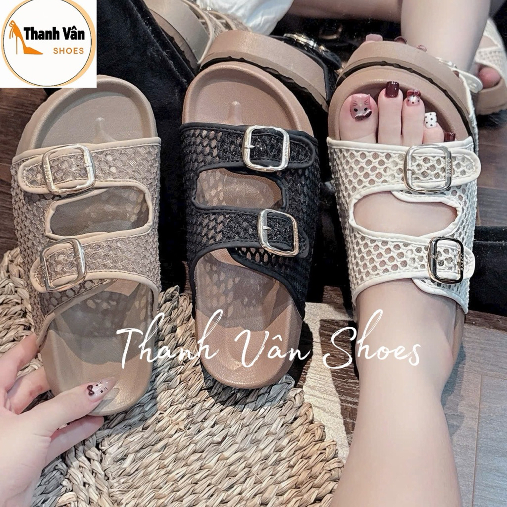 Dép nữ 2 quai khoá lưới cao 3 phân (X0126)