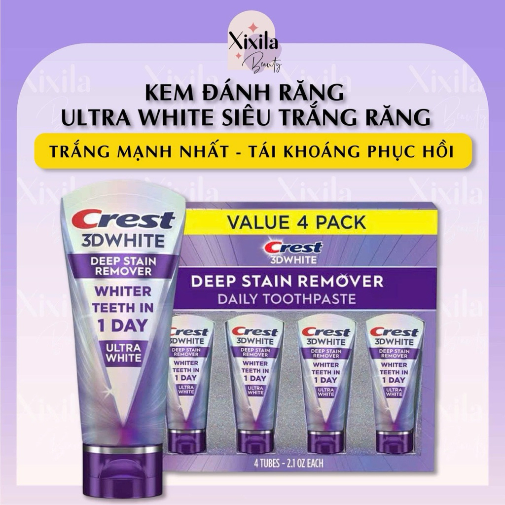 Kem Đánh Răng Crest 3D White Ultra White Siêu Trắng Brilliance Deep Stain Remover 59g