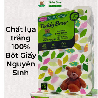  60 CUỘN Giấy vệ sinh TEDDY BEAR BABY SOFT Có Lõi chất lụa trắng cuộn nhỏ tiết kiệm dai mềm mịn tan trong nước 