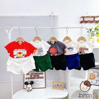   Size 9-26kg  Set Bộ Cộc Siêu nhân cho bé Trai Cotton 4 chiều Phối quần túi hộp Chất da cá MinwooBaby- HÀNG LOẠI 1 