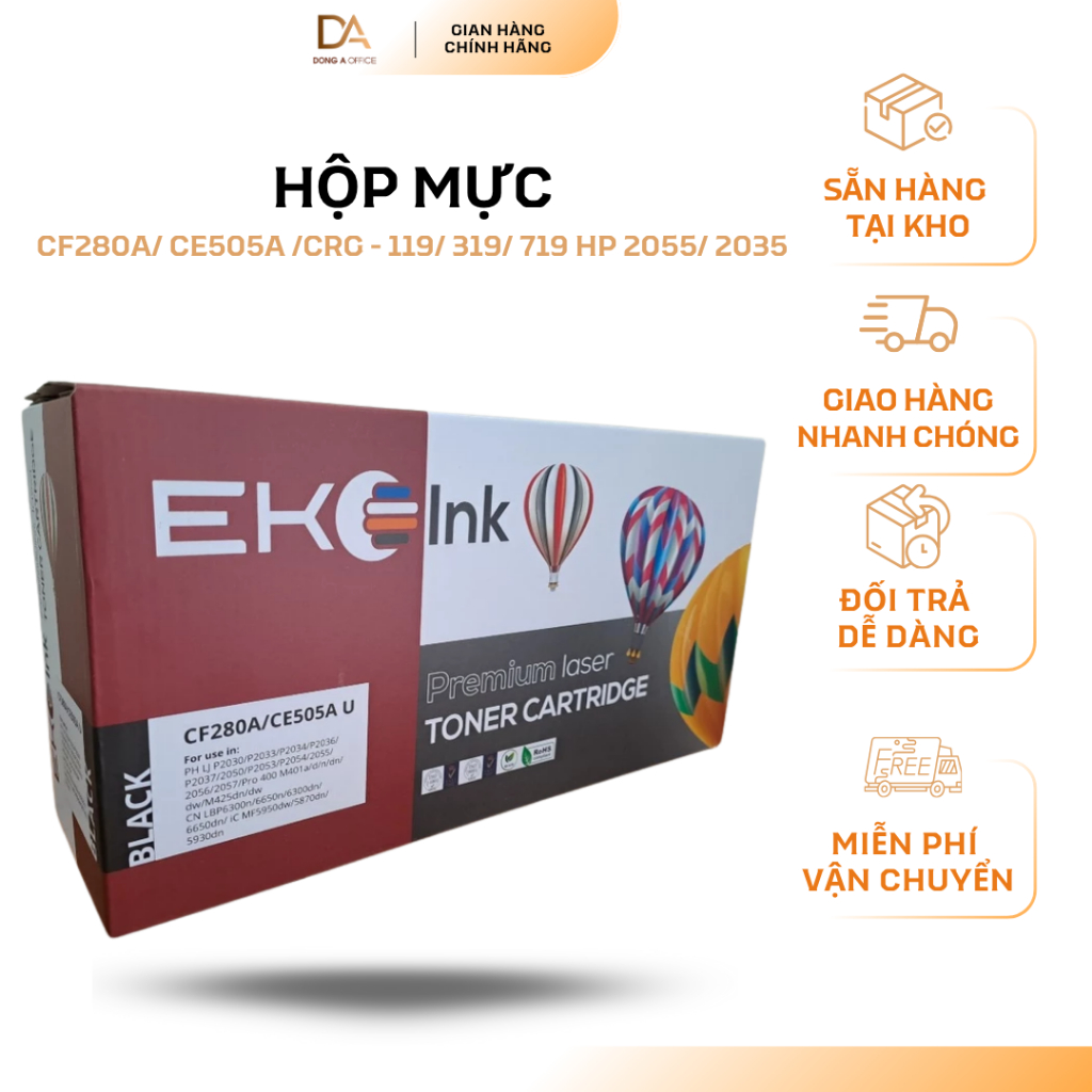 Hộp mực EKO CF280A/ CE505A /CRG - 119/ 319/ 719 HP 2055/ 2035