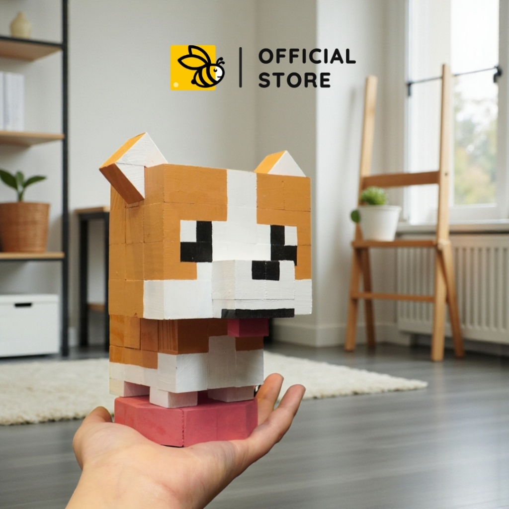 Mô Hình Chó Corgi Gỗ Handmade | Corgi Figure, Tượng Corgi, Pixel Art Decor