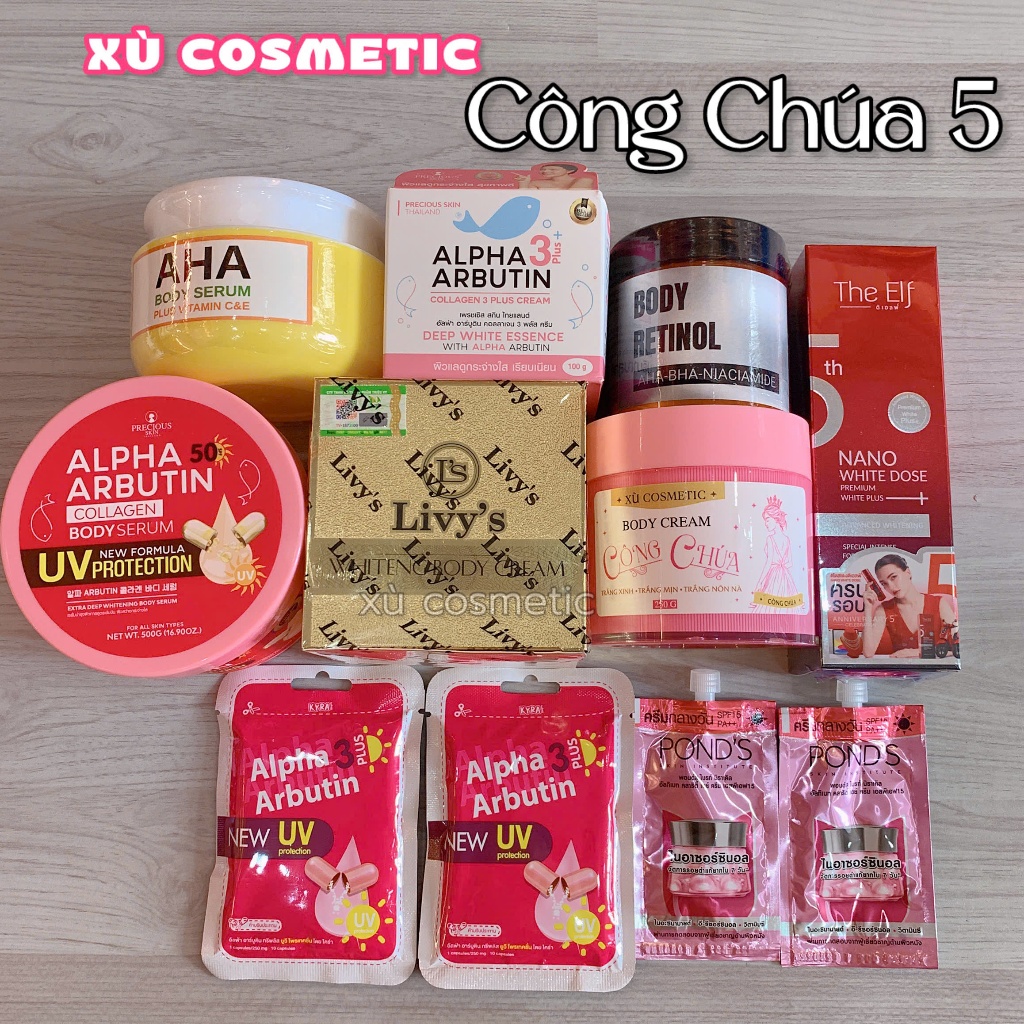 Kem Body Xù Cosmetic Dưỡng Trắng  Cấp Ẩm Công Chúa 5 Complete Glow-Up Kit ( TA01-005 )
