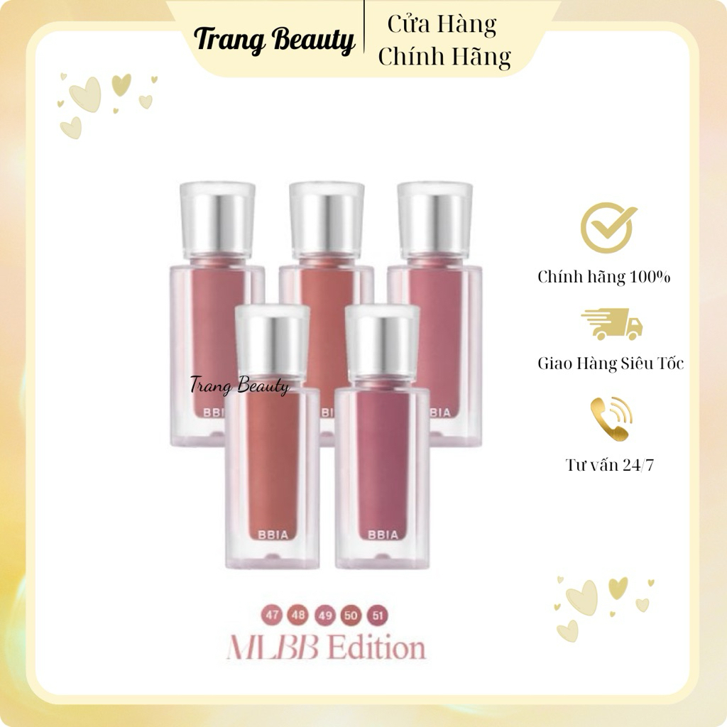 Son kem thuần chay BBIA Last velvet tint MLBB Edition, son môi BBIA MLBB chính hãng