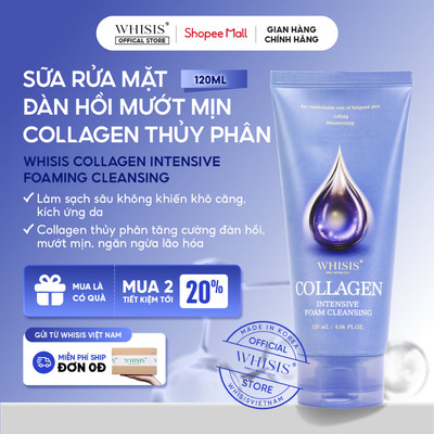 Sữa Rửa Mặt Collagen Tăng Cường Đàn Hồi Mướt Mịn Hàn Quốc WHISIS Collagen Intensive Foam Cleansing 120ml