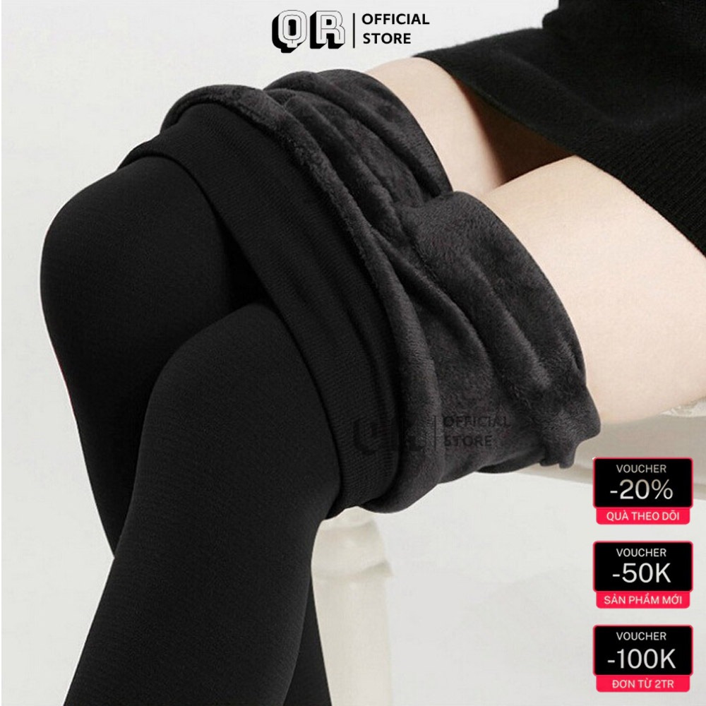 Quần Legging Nỉ Lót Lông QIRA Quần Legging Lót Lông Nhung Dày Dặn Cực Âm Áp Cho Mùa Đông Dáng Ôm Bas