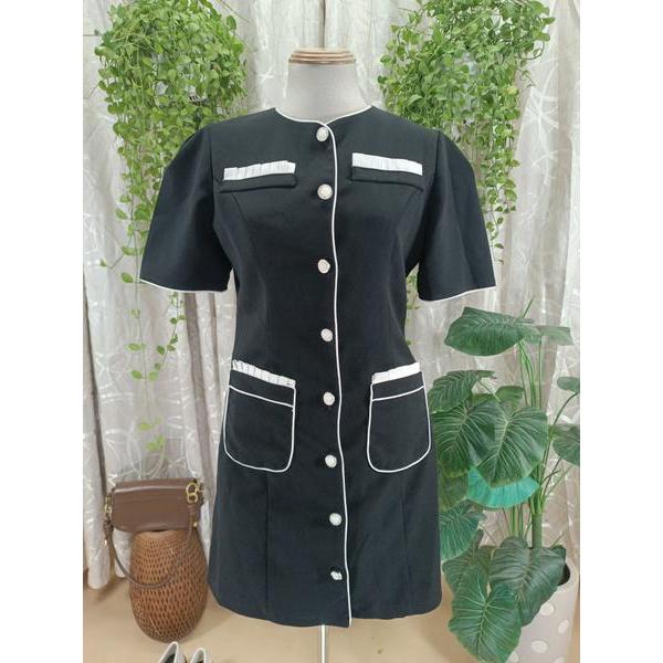 DORIS STORE thanh lý - Đầm đen viền trắng bymo - Size L