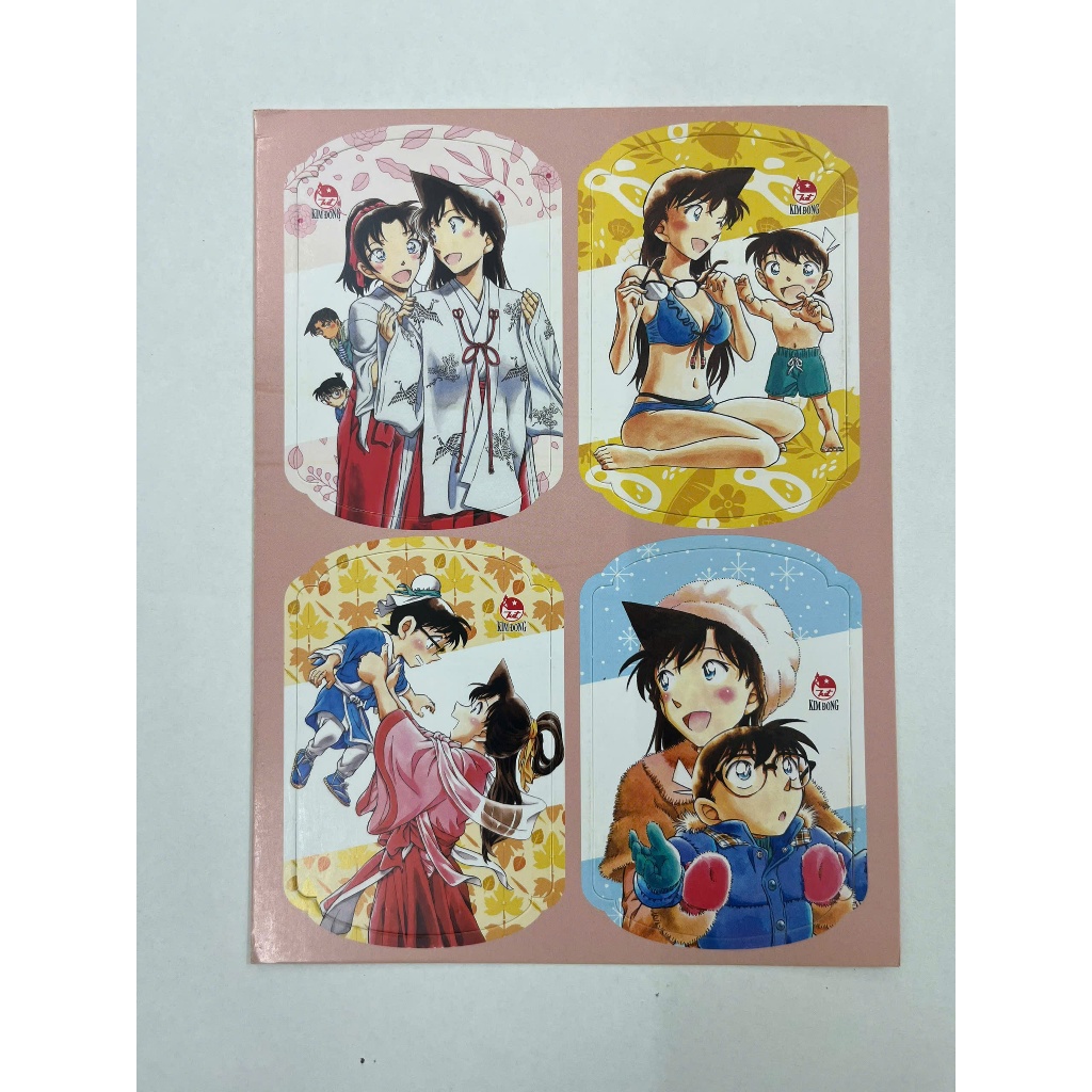 Set 4 Card Ivory "Love''s Seasons" - Thám tử lừng danh Conan - Ran - Shinichi - Color Fiestar Fes 20