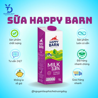  Sữa Tươi Tiệt Trùng Happy Barn 3.8% Độ Béo 1 Lít - Nguyên Kem Thủy Chuẩn Béo Thơm Tự Nhiên 