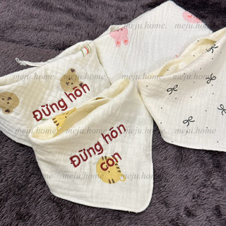 [ THÊU 34k ] Yếm vải xô muslin Thêu tam giác cho bé - Meju - yếm dãi sơ sinh
