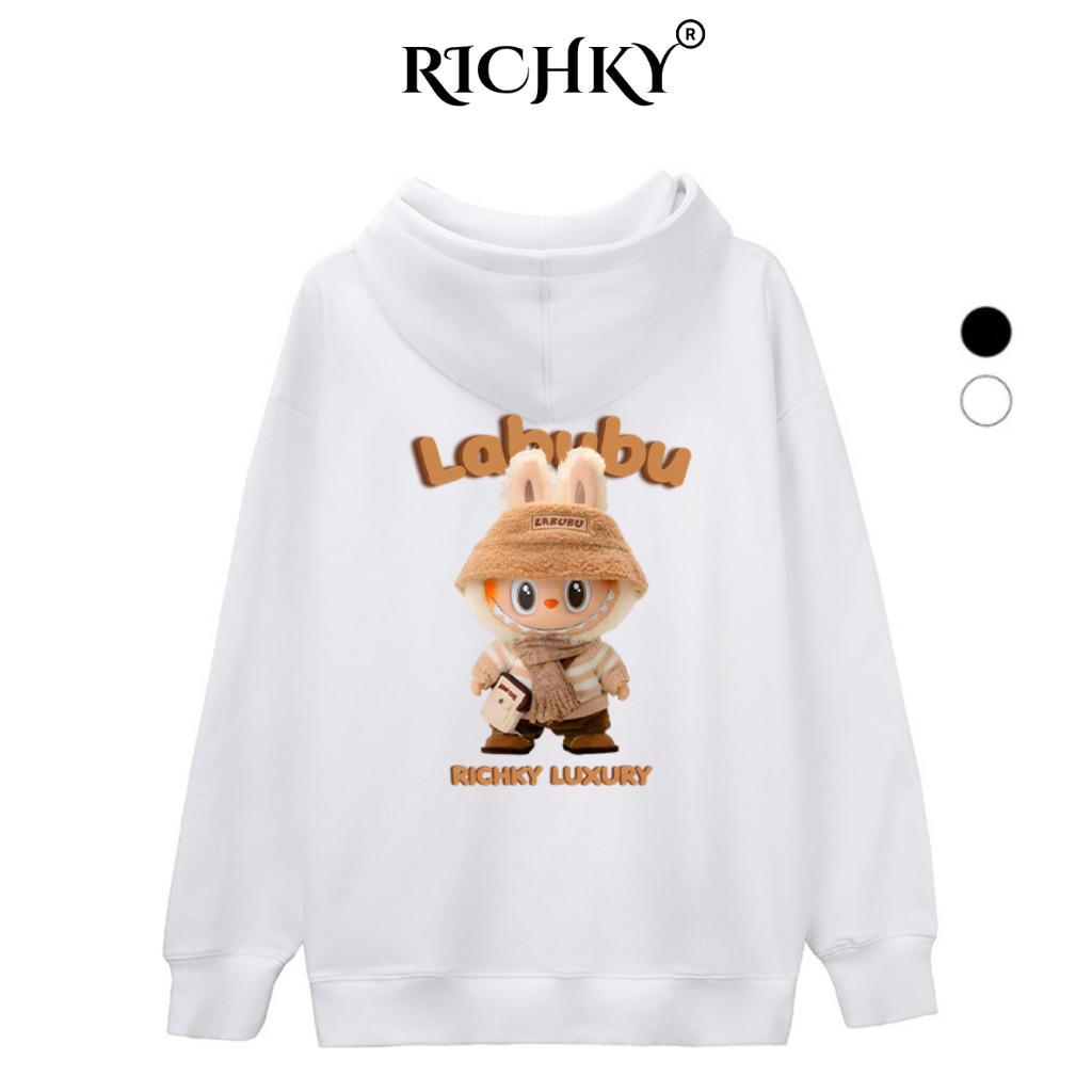 Áo Hoodie Richky Luxury Premium Nỉ The Monters Labubu Dress Be Latte Vinyl Plush Doll Version 3