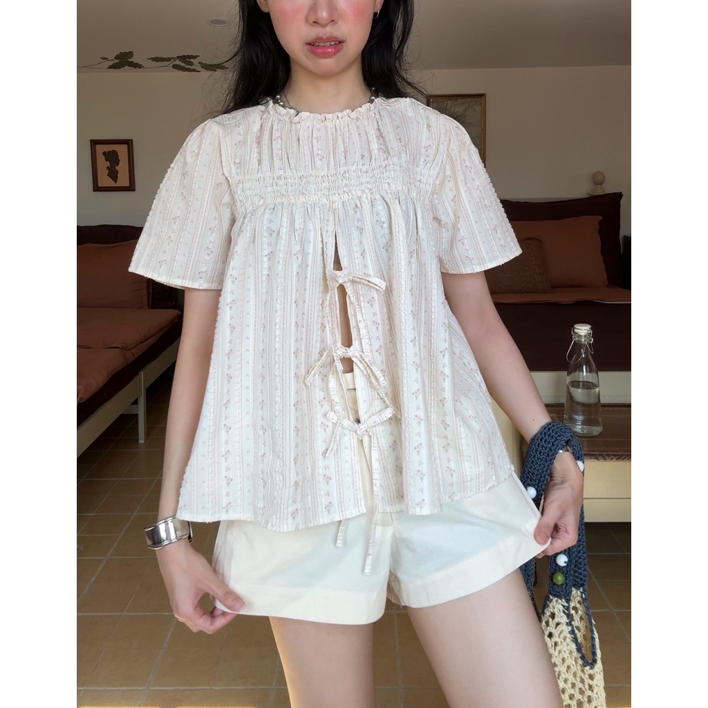 MODEN - Áo baby doll nữ, áo hoa kiểu xẻ tà - CHOPI