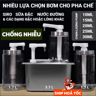   Cao Cấp  Bình Bơm Chuẩn Định Lượng Pha Chế Coffee Trà Sữa - Pump 10ml 15ml 20ml 25ml 30ml - Sữa Đặc Siro Nước Đường 