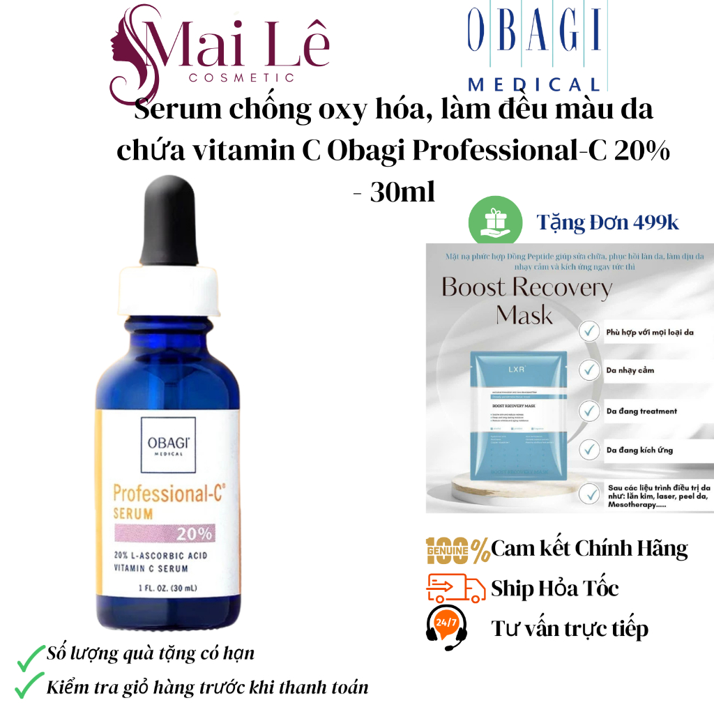 [CHÍNH HÃNG] Serum chống oxy hóa, làm đều màu da chứa vitamin C Obagi Professional-C 20% - 30ml