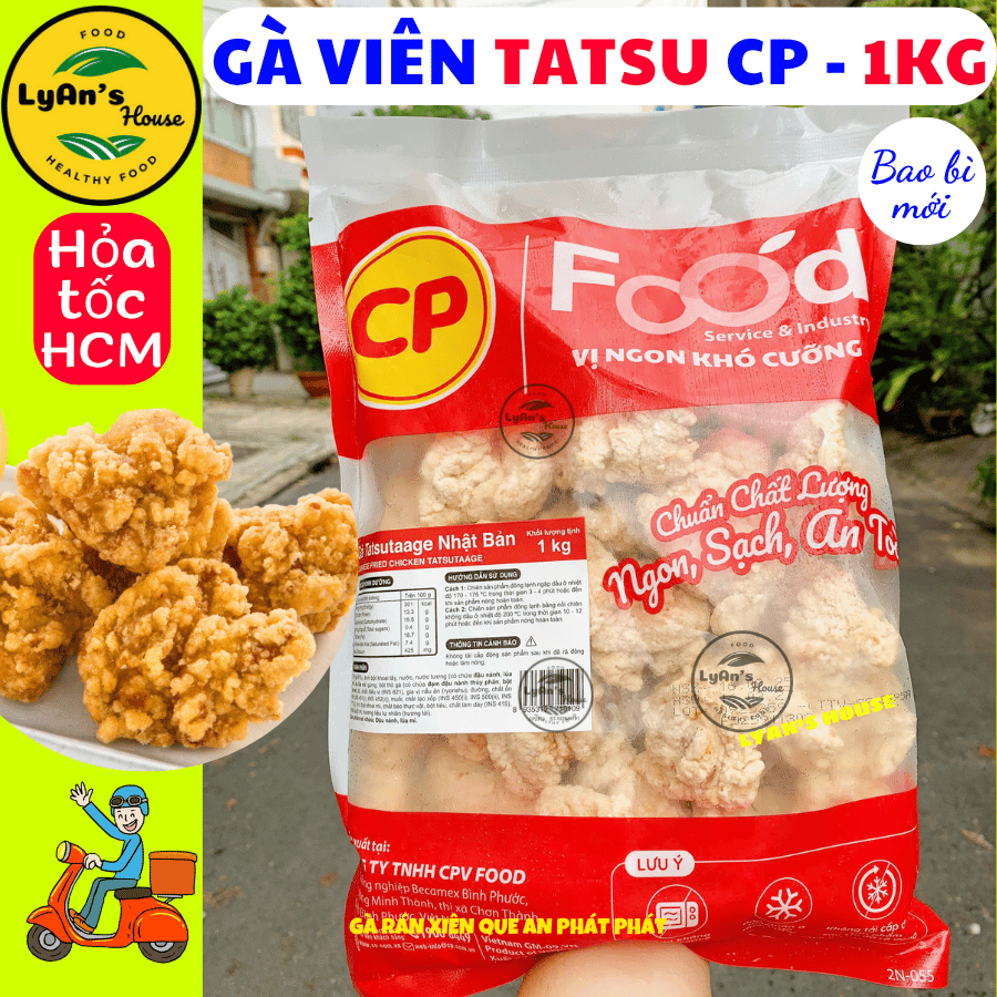  1kg Gà viên tẩm bột chiên giòn karaage popcorn tatsutaage nugget gà rán CP gói 1kg sỉ gà rán CP giá tốt An Phát Phát 