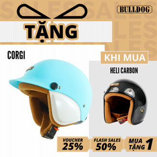   Mua 1 Tặng 1  Mũ Bảo Hiểm 3 4 BULLDOG Heli Carbon Nhẹ Phong Cách Retro Cổ Điển Lỗ Khoá Chống Trộm 