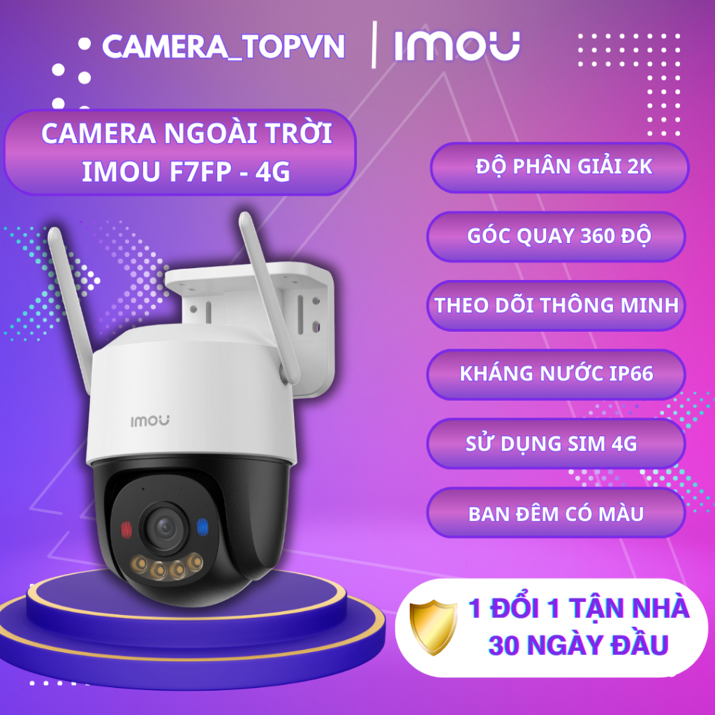Camera imou ngoài trời K7FP dùng sim 4G, camera wifi ngoài trời đàm thoại 2 chiều, có màu ban đêm