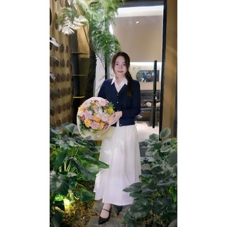  GERME Áo khoác nữ cardigan Shiny vải dệt len mịn  Áo kiểu nữ len dệt kim thêu logo ngực phong cách Hàn Quốc BVNH102501 