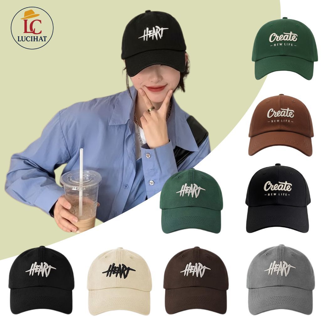 Mũ Lưỡi Trai Thêu Chữ Heart Vương Nhất Bác Đội Thời Trang, Form Mũ To, Vành Mũ Cứng Cáp, Chất KaKi Mềm Mịn Cho Nam Nữ