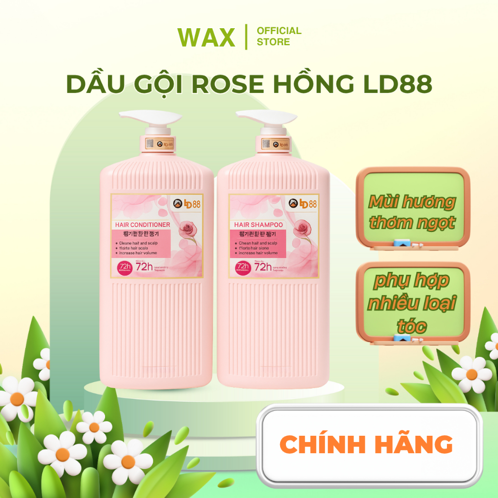Dầu gội xả ROSE HỒNG LD88 collagen hương nước hoa , kiềm dầu, chống rụng tóc  Chính hãng