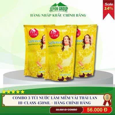[HICLASS] Combo 3 Túi Nước Xả Làm Mềm Vải 450ml Tinh Dầu Hương Hoa - Hàng Chính Hãng Thái Lan
