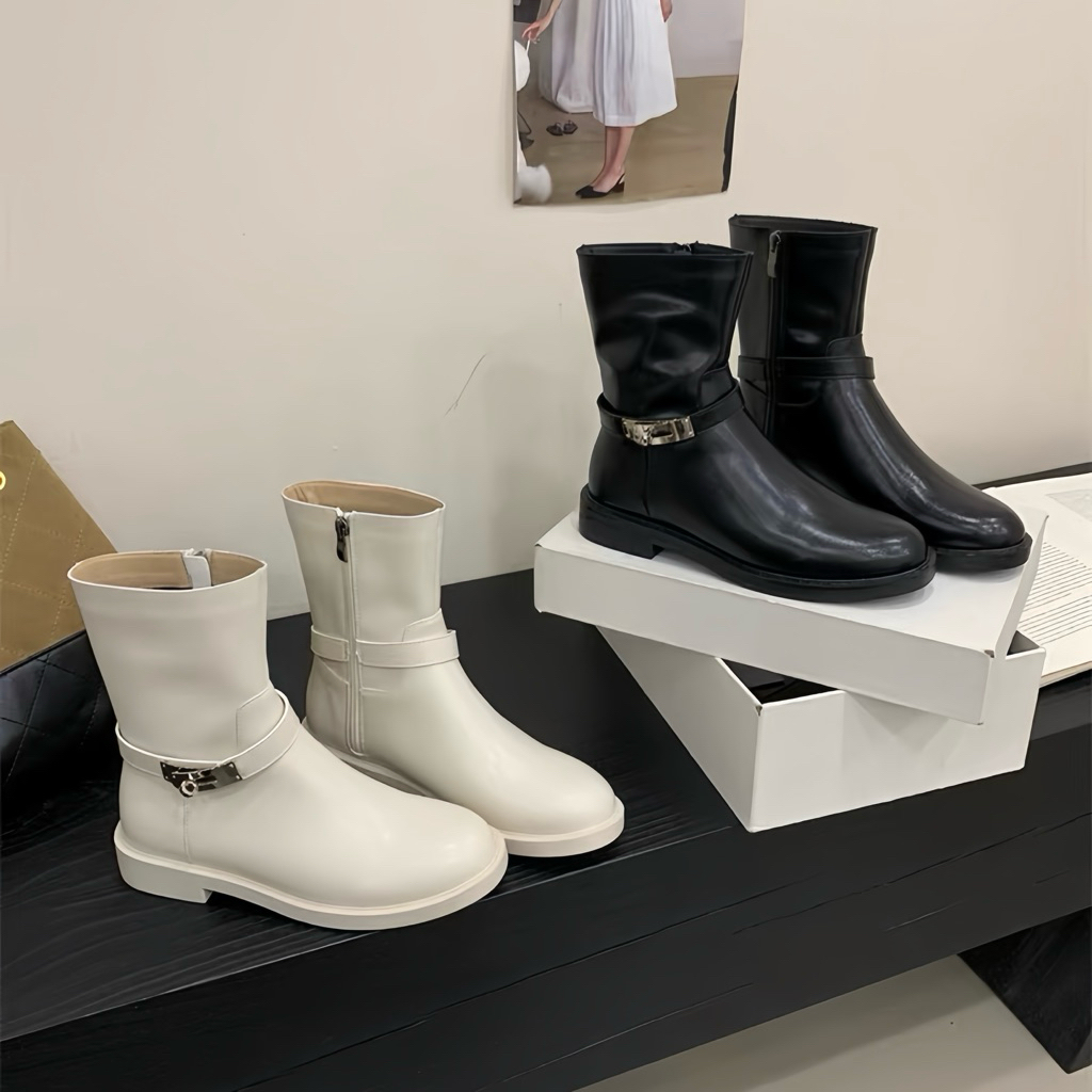 (CÓ SẴN) Boot khoá cổ ngắn gót cao 3p (C857-19)