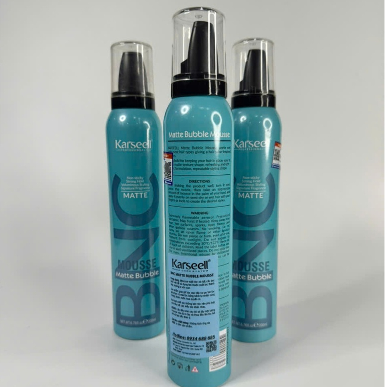 Bọt Tạo Kiểu Tóc KARSEELL BNC Mousse Matte Bubble,250ml, Giúp tạo kiểu tóc bồng bềnh, giữ nếp lâu. B