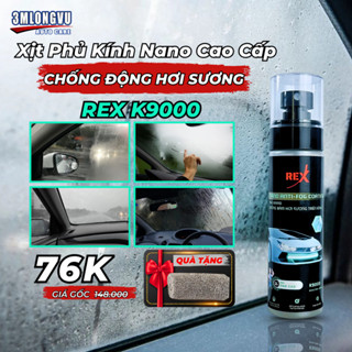 Xịt Nano Chống Bám Hơi Nước Kính Ô Tô REX K9000 Phủ Nano Chống Đọng Nước, Sương Mù Mũ Bảo Hiểm