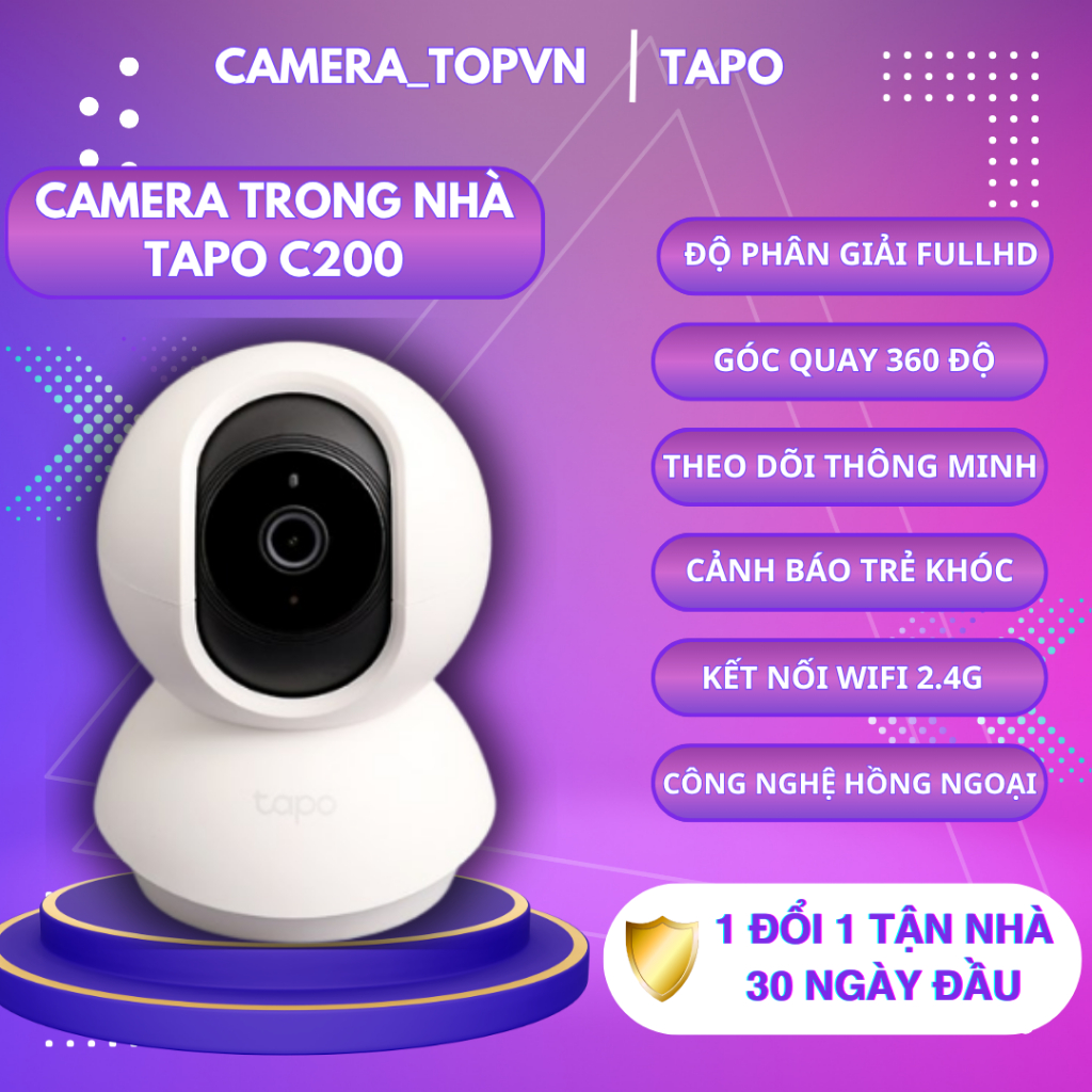 Camera TAPO C200  C222 C216,C100 camera wifi xoay 360 theo chuyển động đàm thoại 2 chiều, cảnh báo c