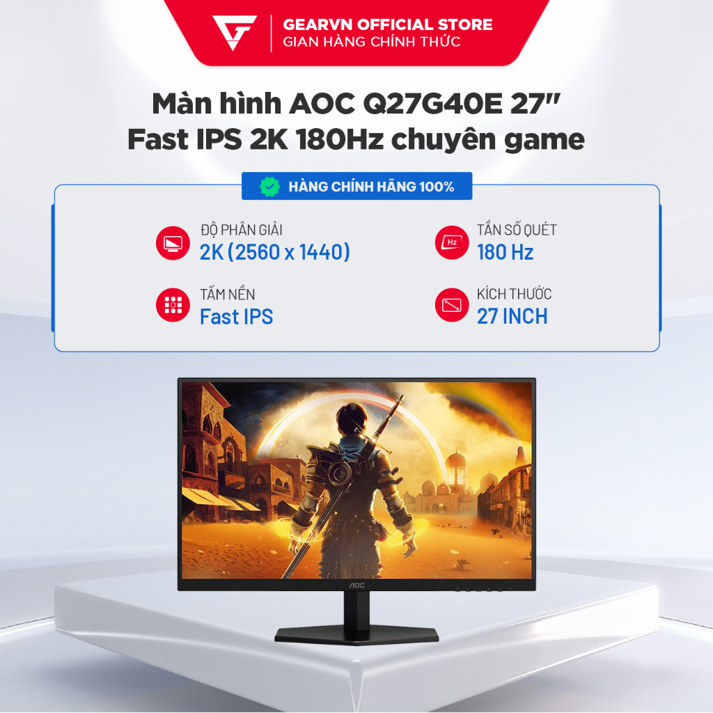 Màn hình AOC Q27G40E 27" Fast IPS 2K 180Hz chuyên game