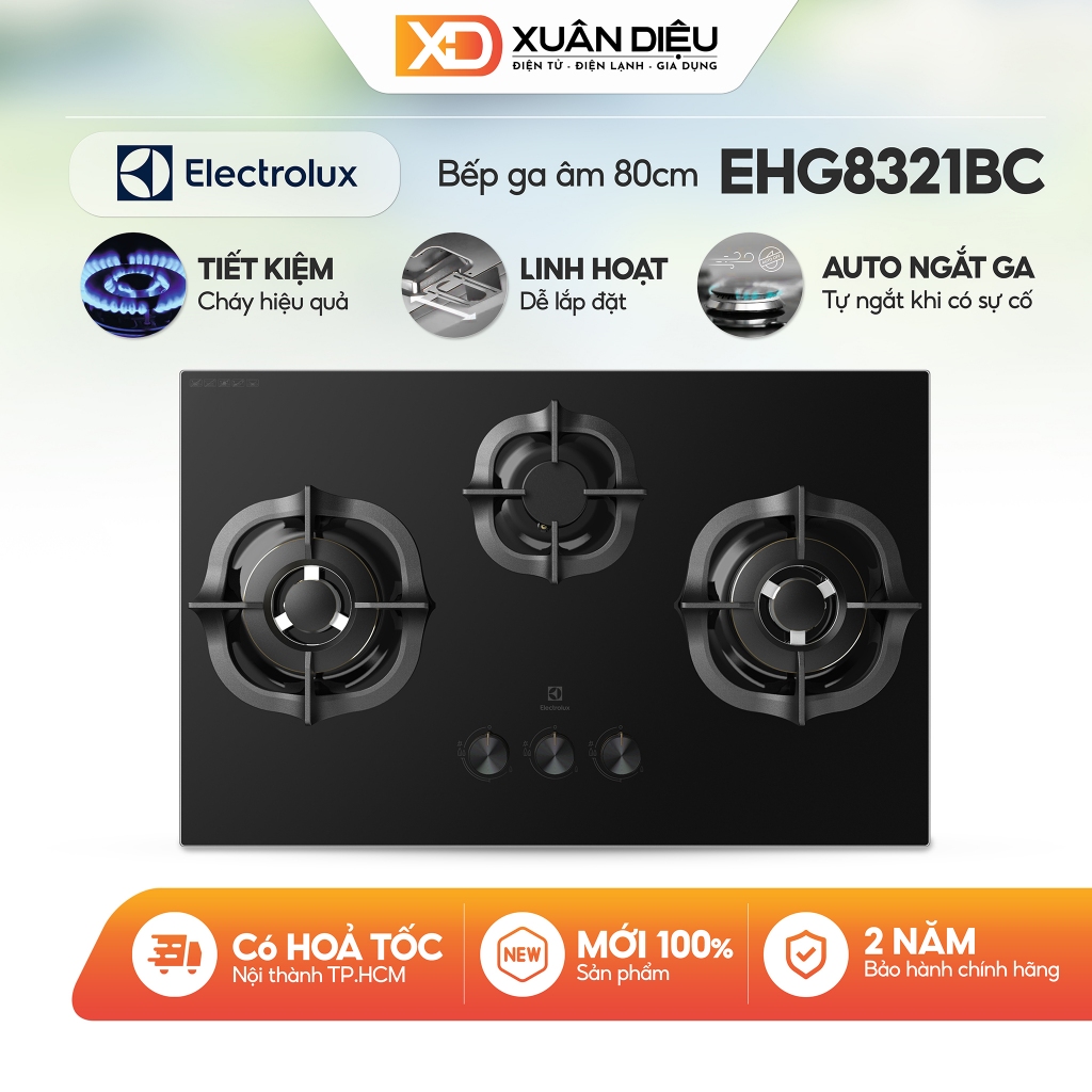 Bếp gas âm Electrolux EHG8321BC với 3 vùng nấu