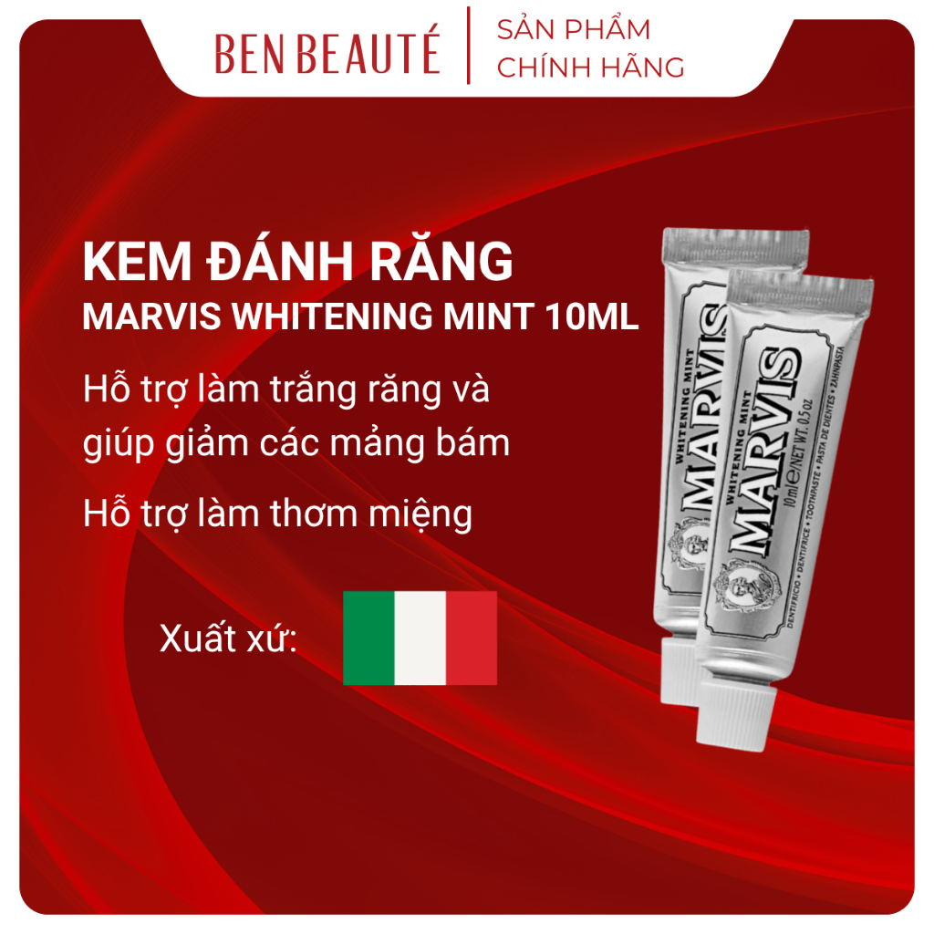 Kem Đánh Răng Marvis Whitening Mint 10ml