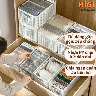  Hộp Đựng Quần Áo Chia Ngăn HiGi Đựng Đồ Lót Tất Vớ Gấp Gọn Đa Năng Bền Hộp Sắp Xếp Tủ Quần Áo 