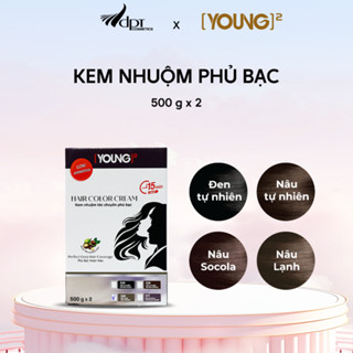   DÀNH CHO SALON  Kem nhuộm tóc phủ bạc Young giữ màu lâu không dính da đầu dạng túi 500gx2 túi 