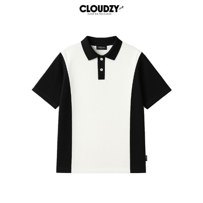 Áo polo tay lỡ nam nữ thun phông có cổ local brand unisex đen trắng oversize  CLOUDZY PL CURVE