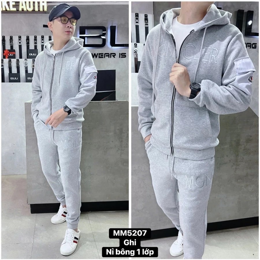BỘ NỈ TRẮNG XÁM FORM RỘNG UNISEX – CHẤT NỈ BÔNG DÀY MỊN, ẤM ÁP, LÊN DÁNG ĐẸP