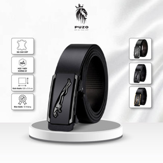 Thắt lưng nam PUZO Da PU cao cấp mặt đen bạc khóa tự động, họa tiết nổi sang trọng siêu bền mã TL08