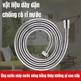 Dây vòi hoa sen cấp nước nóng lạnh đầu nối 1/2 inch màu bạc sang trọng dài 1.5m/2m tùy chọn tiện lợi dễ lắp đặt