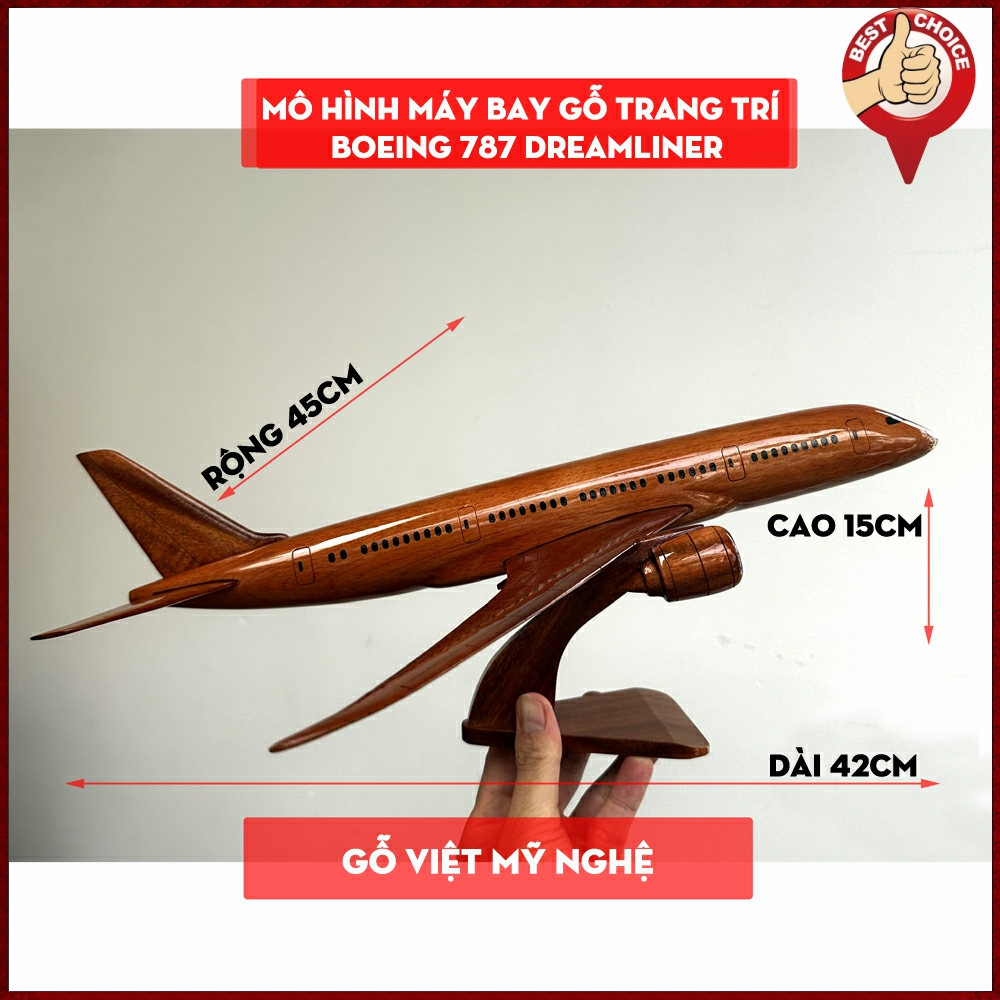 [Boeing 787] Mô hình máy bay gỗ Boeing 787 Dreamliner - trang trí phòng làm việc - trang trí phòng k