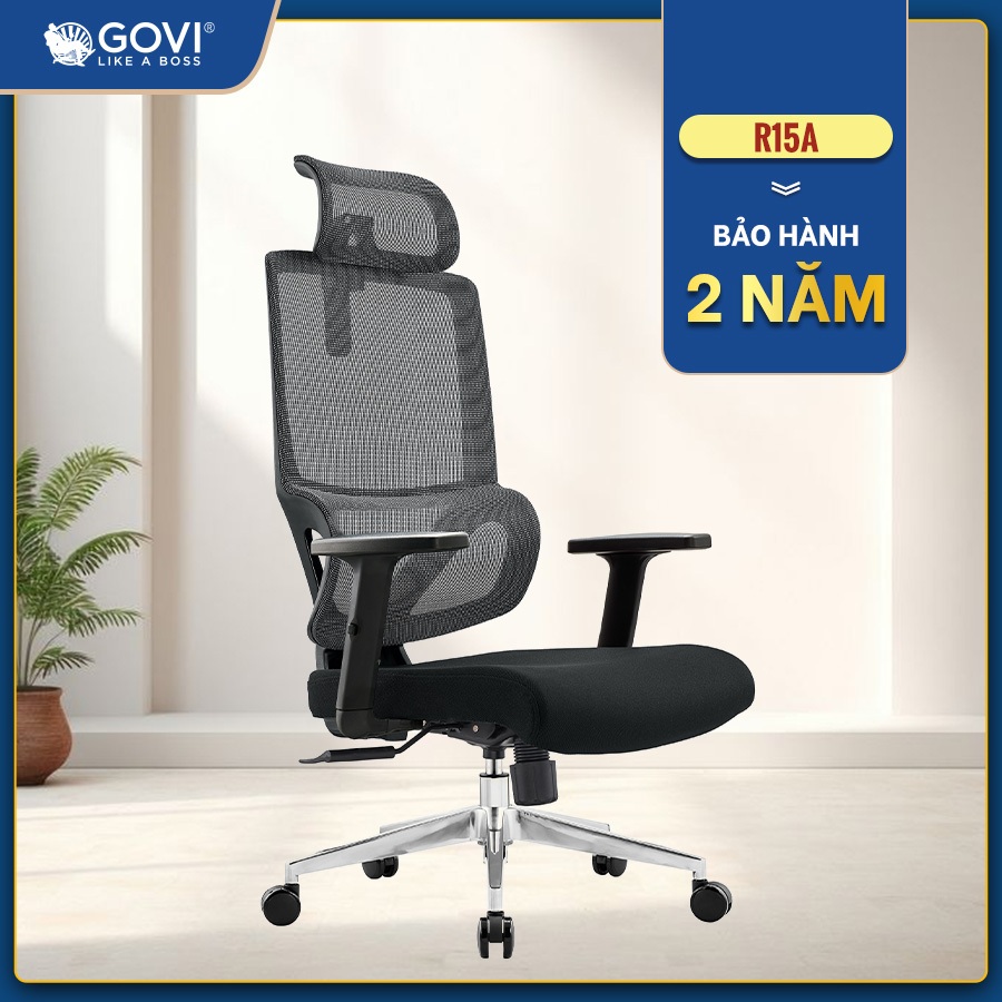 Ghế xoay văn phòng Govi Ryan R15 lưng ghế phân tách phần đỡ eo, bảo hành 2 năm