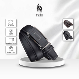 Thắt Lưng Nam PUZO cao cấp chất liệu da PU dập vân loại 1, Khóa hợp kim tự động điều chỉnh, họa tiết sang trọng mã TL07
