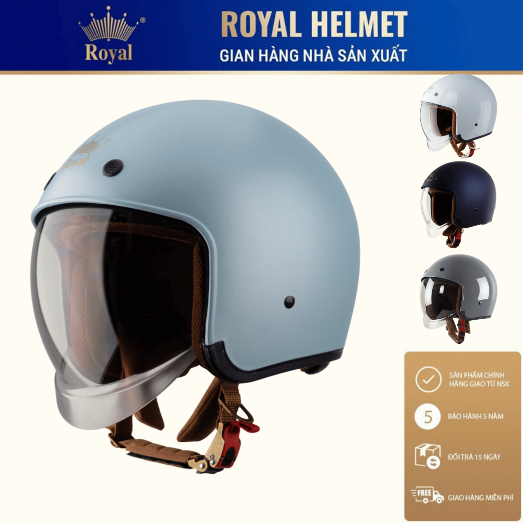 Mũ Bảo Hiểm Royal M139 3/4 Kính Âm Đa Dạng Màu Sắc Cho Nam Nữ Đi Xe Máy - Chính Hãng - BH 12 Tháng