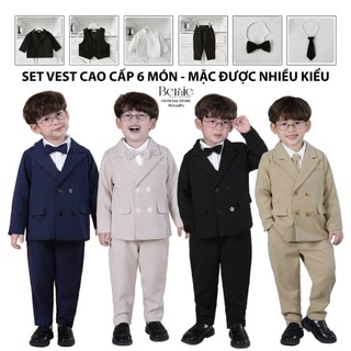   Mặc được nhiều kiểu  Set vest bé trai cao cấp 6 món Bernie sang xịn - Bộ vest dài bé trai 9-26kg - H0725B71 