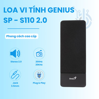 Loa vi tính genius SP-S110 2.0 tần số 200hz-20khz kết nối jack 3.5mm tiện dụng cho pc