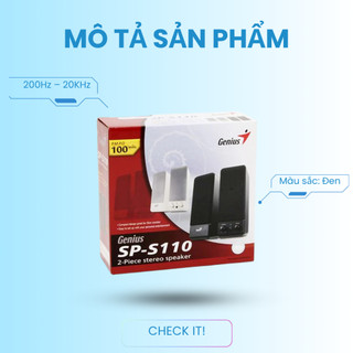 Loa vi tính genius SP-S110 2.0 tần số 200hz-20khz kết nối jack 3.5mm tiện dụng cho pc