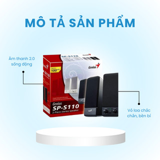 Loa vi tính genius SP-S110 2.0 tần số 200hz-20khz kết nối jack 3.5mm tiện dụng cho pc