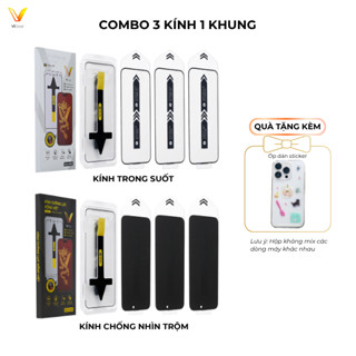 Combo Kính Cường Lực Rồng Việt ViGear 3 Kính 1 Khung Tặng Ốp Dán Sticker, Siêu Tiết Kiệm, Tiện Dụng