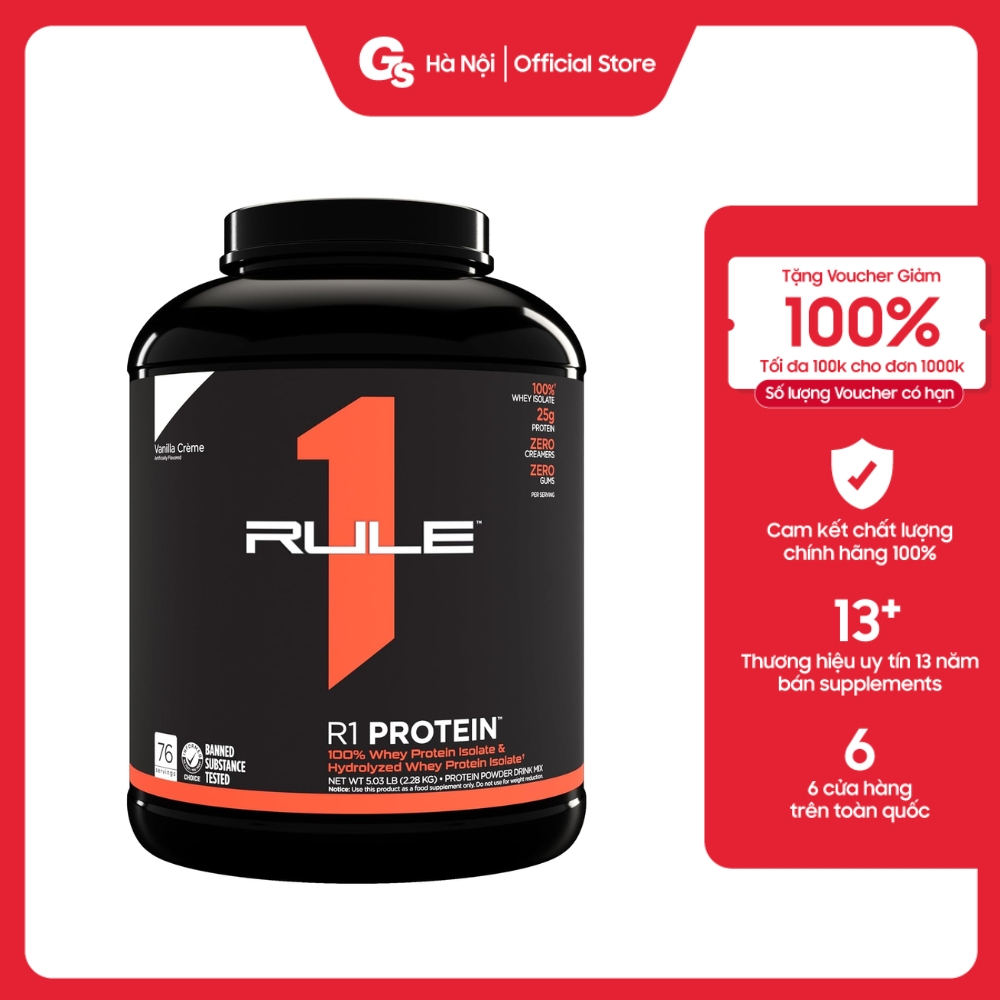 Sữa tăng cơ Rule 1 Whey Protein 5Lbs (2.27kg) whey isolate & hydrolyzed nhập khẩu Mỹ - Gymstore