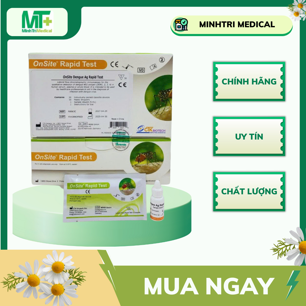 Test Nhanh Sốt Xuất Huyết Dengue NS1 Ag – CTK Biotech, Mỹ (Hộp 30 Test)